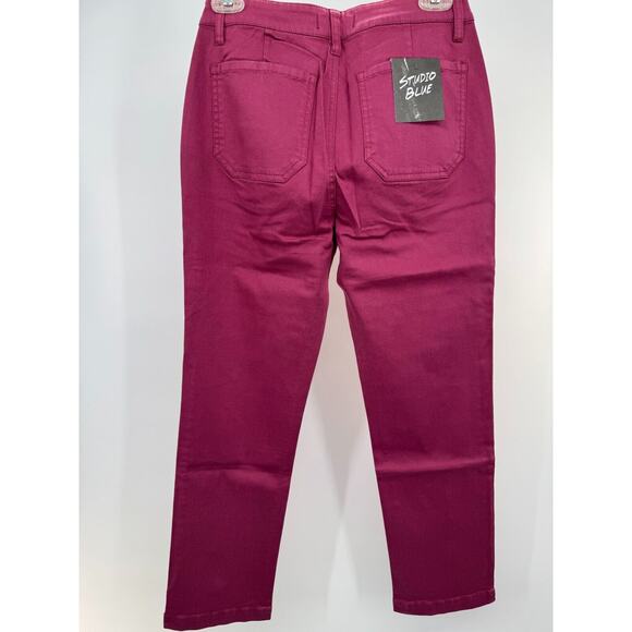 Studio Blue Womens High Rise Ankle Pants Straight Leg Size 27 Burgundy NWT - Picture 3 of 5